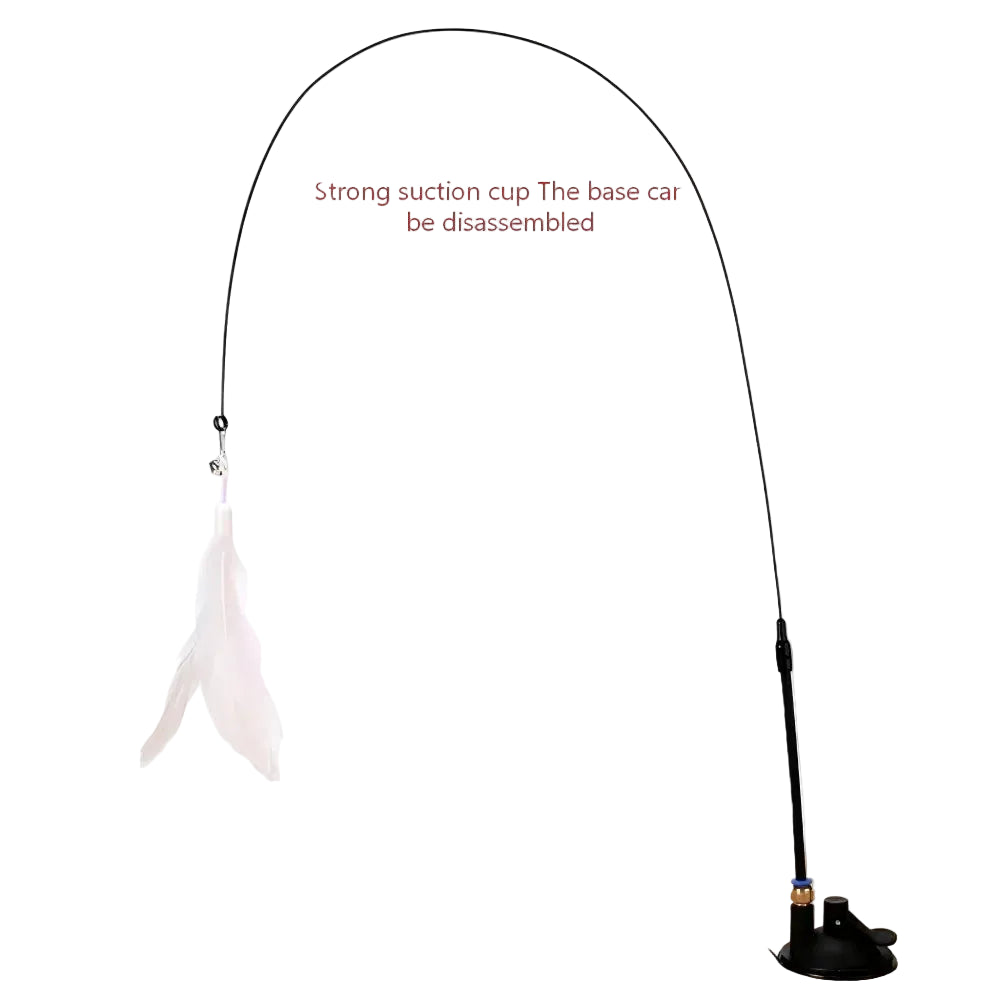 Strong Suction Cup Cat Wand Toy – Interactive Self-Play Feather Rod