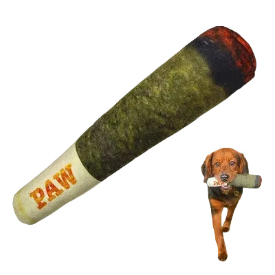Squeaky Plush Dog Toy – Cigar Design