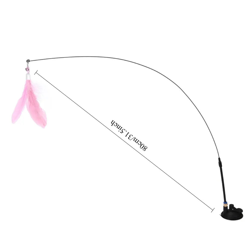 Strong Suction Cup Cat Wand Toy – Interactive Self-Play Feather Rod