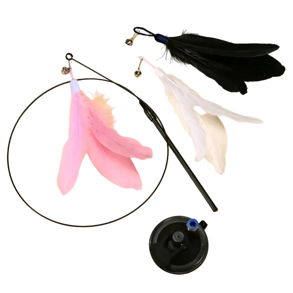Strong Suction Cup Cat Wand Toy – Interactive Self-Play Feather Rod